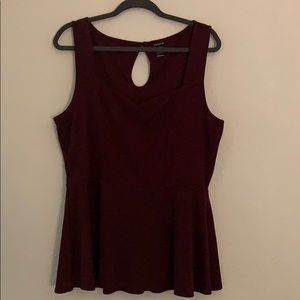 Burgundy Peplum Tank